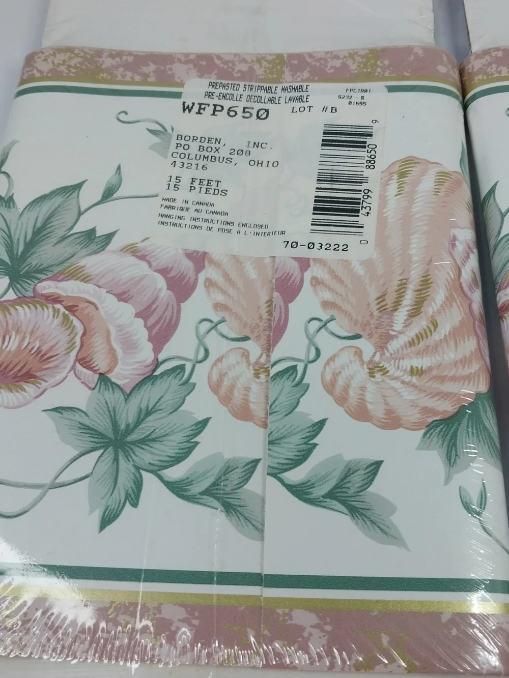 Vintage 90s Bordenstyle Wallpaper Border Pink Sea Shells Print 7”x 5 Yds.
